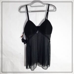 Flora Nikrooz Lingerie Set L Babydoll  Slip Dress Thong Lace Teddy Negligee Sexy